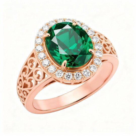 10Kローズゴールド オーバルカット エンゲージリング