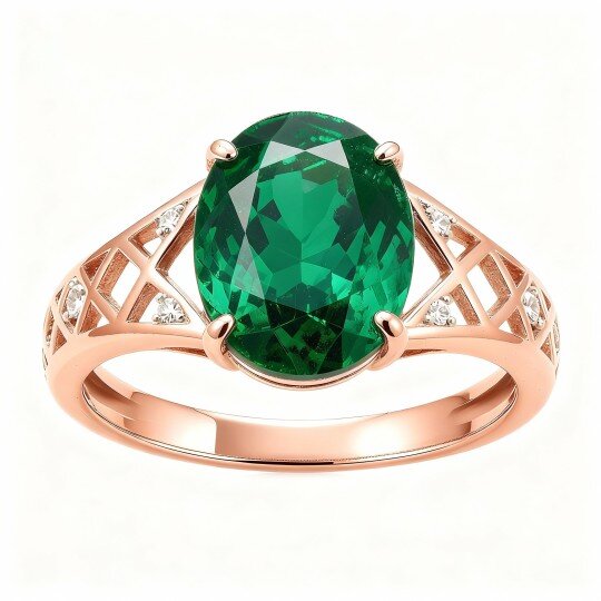 10K Rose Gold Oval Cut Engagement Ring