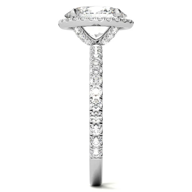 14K Rose Gold Oval Cut Halo Moissanite Engagement Ring-6