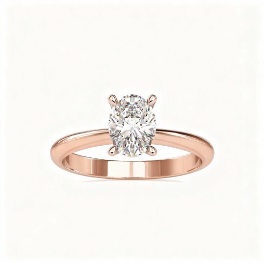 10K Rose Gold Oval Cut Moissanite Couple Engagement Ring