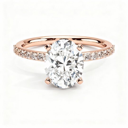 10K Rose Gold Oval Cut Moissanite Engagement Ring
