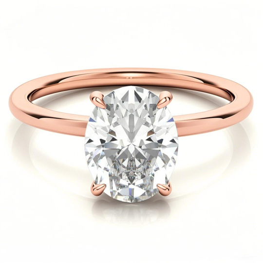 10K Rose Gold Oval Cut Solitaire Moissanite Engagement Ring