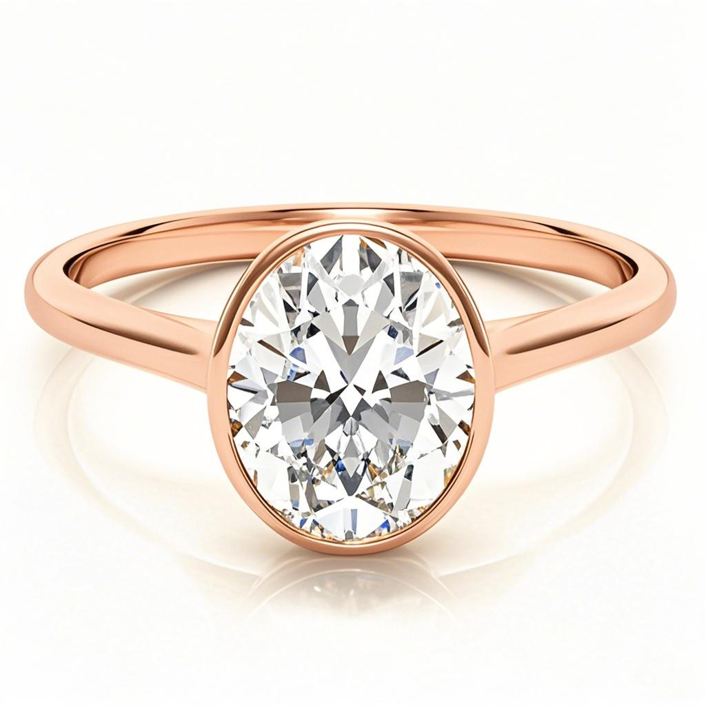 10K Rose Gold Oval Cut Solitaire Moissanite Engagement Ring-1