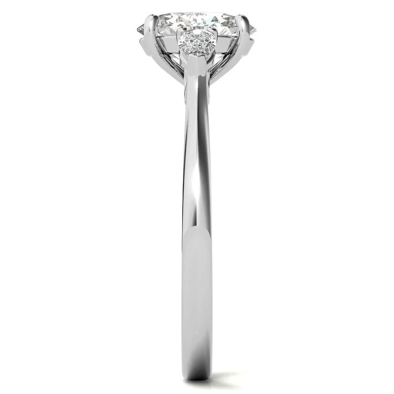10K Rose Gold Oval Cut Three-Stone Moissanite Engagement Ring-6