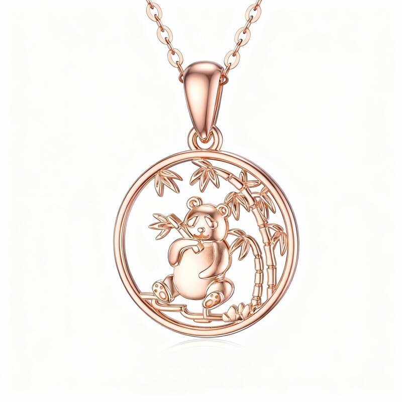 10K Rose Gold Panda Pendant Necklace-1