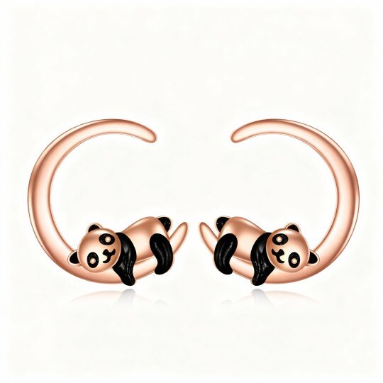 أقراط باندا من الذهب الوردي عيار 10 قيراط