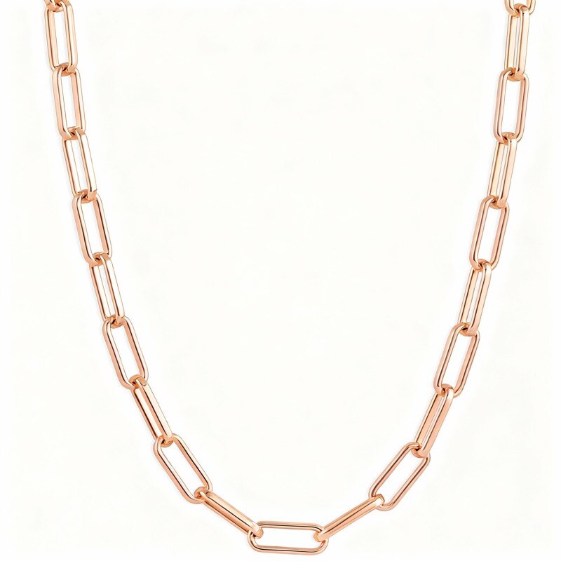 Collier chaîne trombone en or rose 10 carats-4