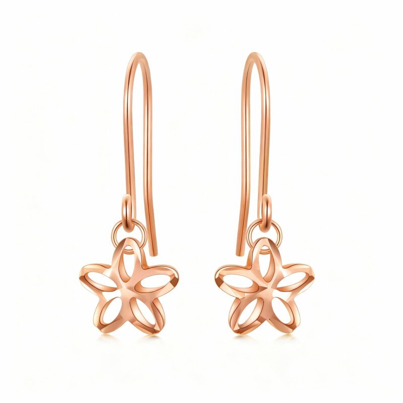 18K Rose Gold Peach Blossom Drop Earrings-1