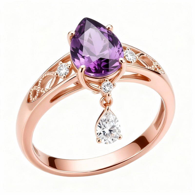 18K Rose Gold Pear Cut Engagement Ring-1