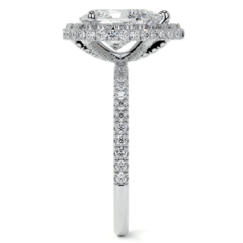 18K Rose Gold Pear Cut Halo Moissanite Engagement Ring-6