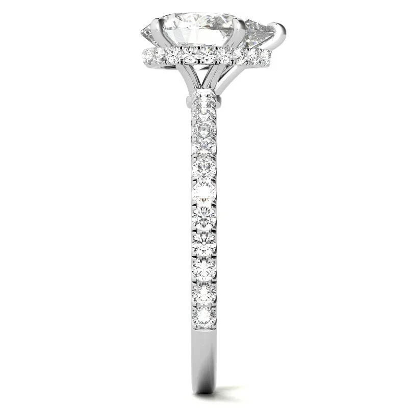 Anel de noivado de moissanita com lapidação pera em ouro rosa 14K-6