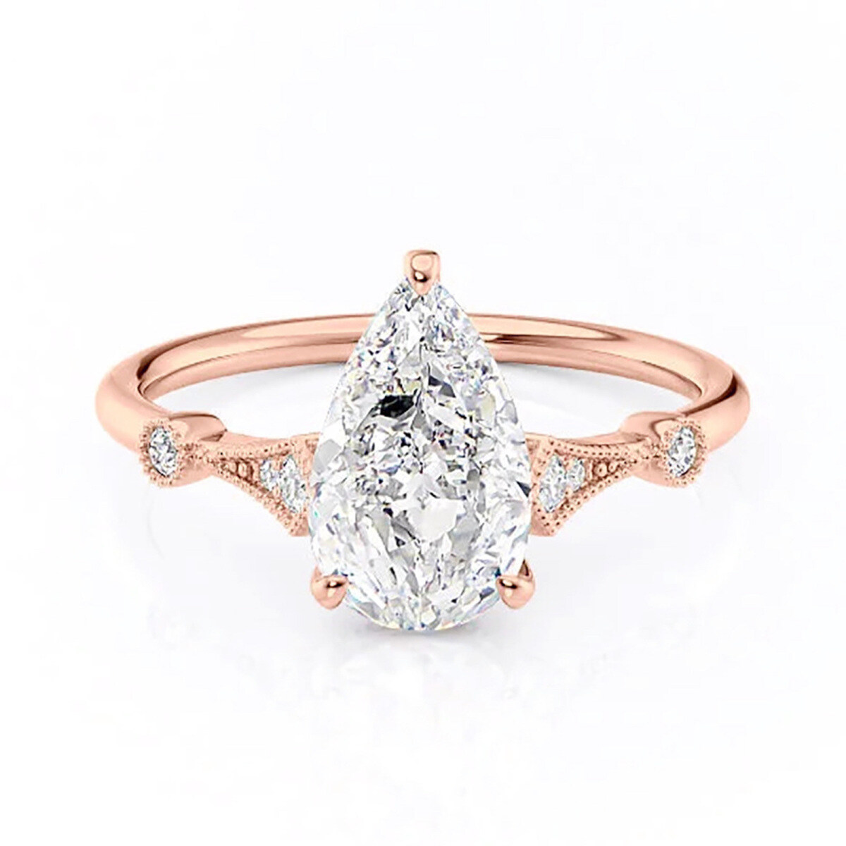 Sterling Silver with Rose Gold Plated Moissanite Engagement Ring-1