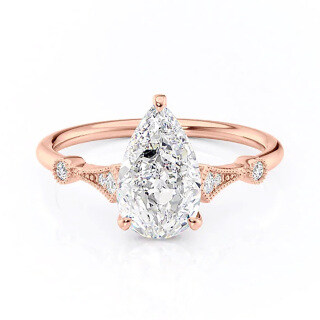 Sterling Silver with Rose Gold Plated Moissanite Engagement Ring-16