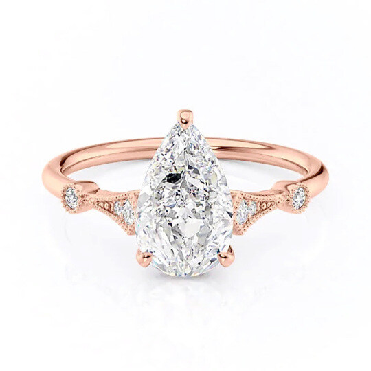 10K Rose Gold Pear Cut Moissanite Engagement Ring