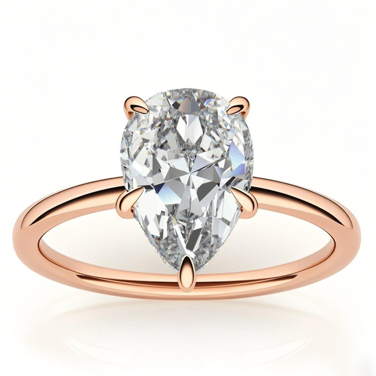 10K Rose Gold Pear Cut Solitaire Moissanite Engagement Ring-1