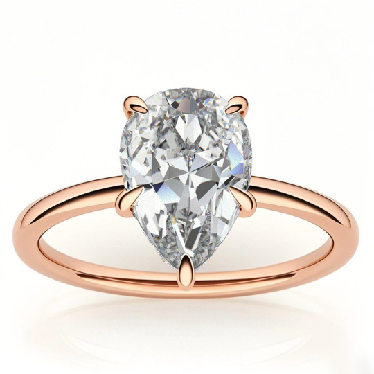 10K Rose Gold Pear Cut Solitaire Moissanite Engagement Ring