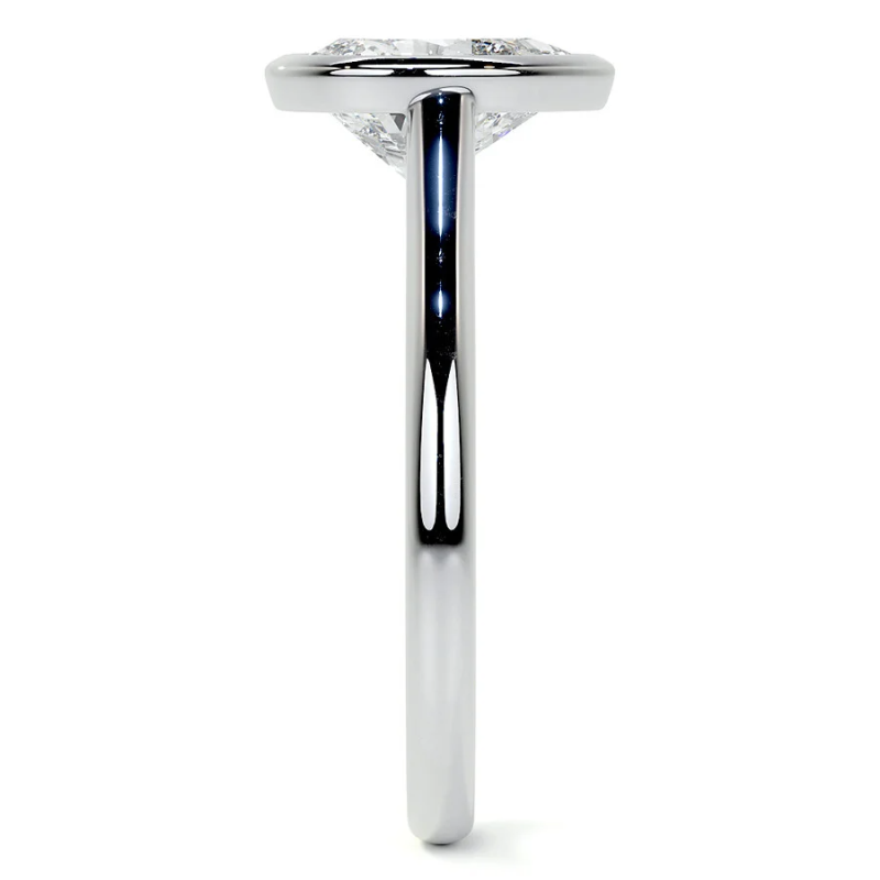 10K Rose Gold Pear Cut Solitaire Bezel Moissanite Engagement Ring-6