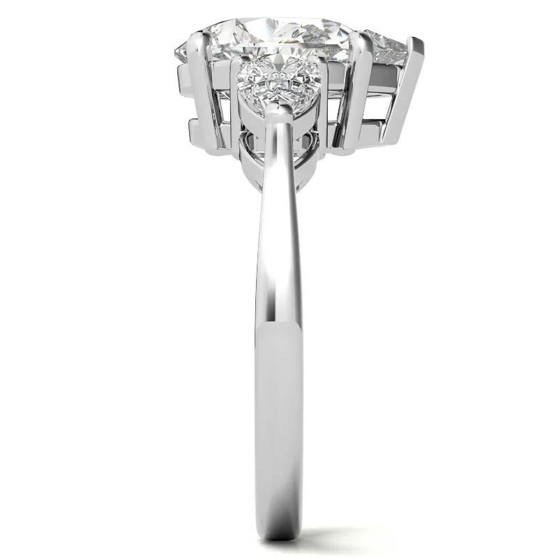 10K Rose Gold Pear Cut Three-Stone Moissanite Engagement Ring-6