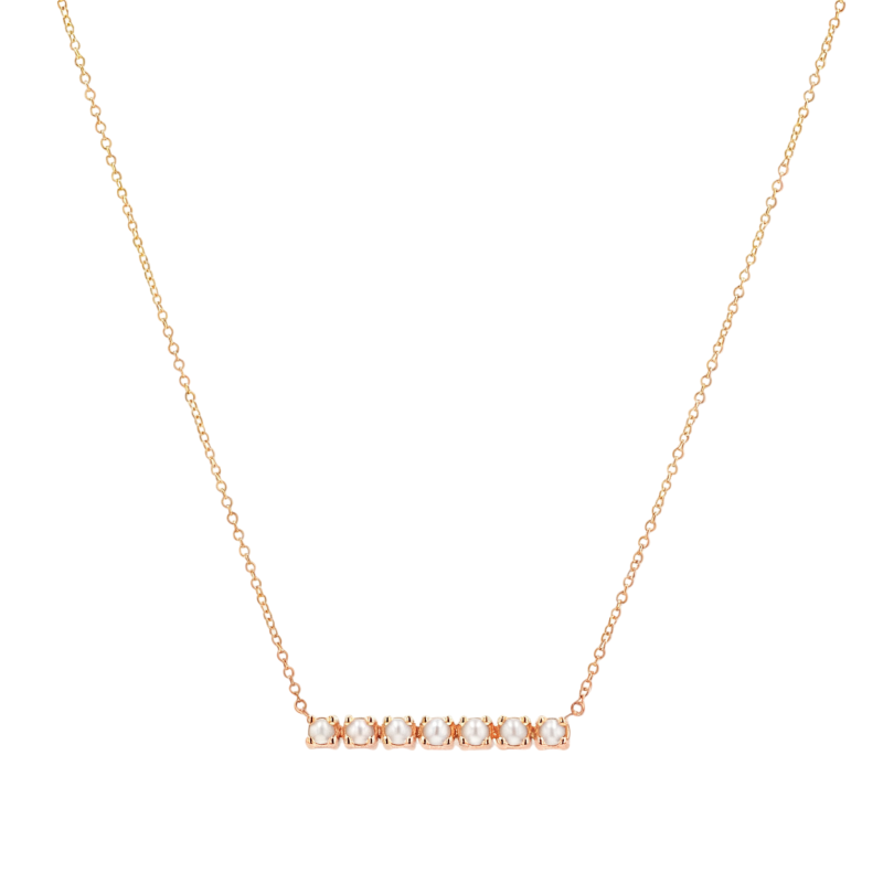 Collar con barra de perlas de oro rosa de 18 quilates-1