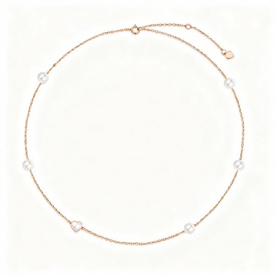 10K Rose Gold Pearl Bead Chain Bracelet