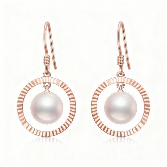 10K Rose Gold Pearl Bead Drop Earrings