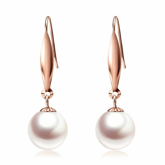 10K Rose Gold Pearl Bead Drop Earrings