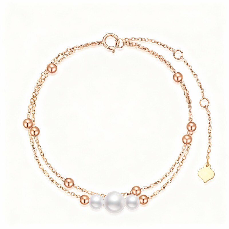 Bransoletka z warstwowymi perłami i koralikami z 14-karatowego różowego złota-1