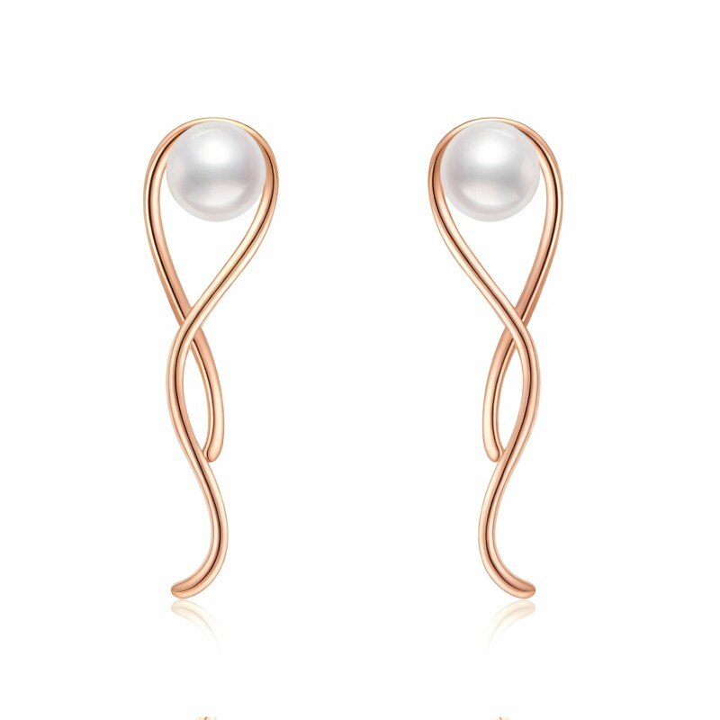 Ohrstecker aus 10-karätigem Roségold mit Perlen-1