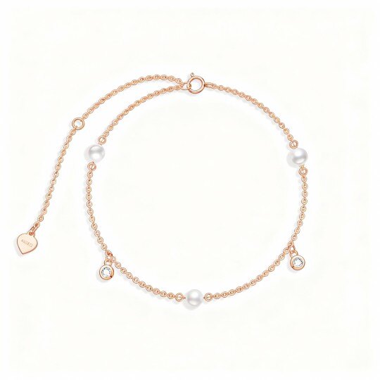 10K Rose Gold Pearl Chain Bracelet