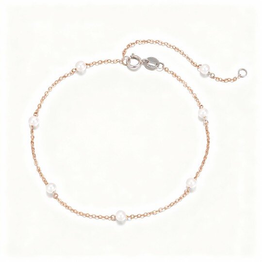 Pulsera con dije de perla en oro rosa de 10 quilates