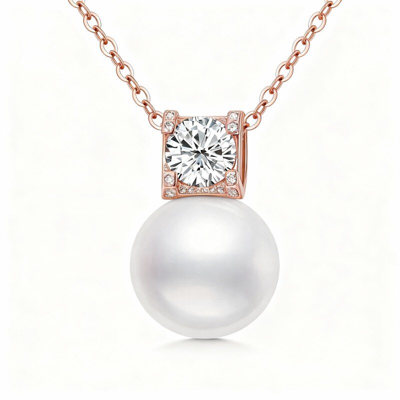 10K Rose Gold Pearl Couple & Grandmother & Mother & Mother & Daughter & Parents & Children & Sisters & Teacher Pendant Necklace-1