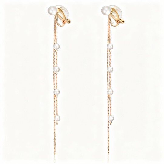 10K Rose Gold Pearl Drop Earrings