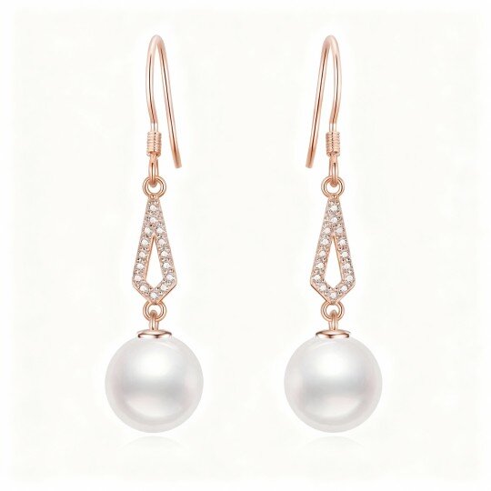 Brincos de pérola em forma de gota, em ouro rosa 10K.