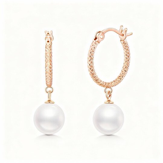 Ohrringe aus 10-karätigem Roségold mit Perle und Lebensblume