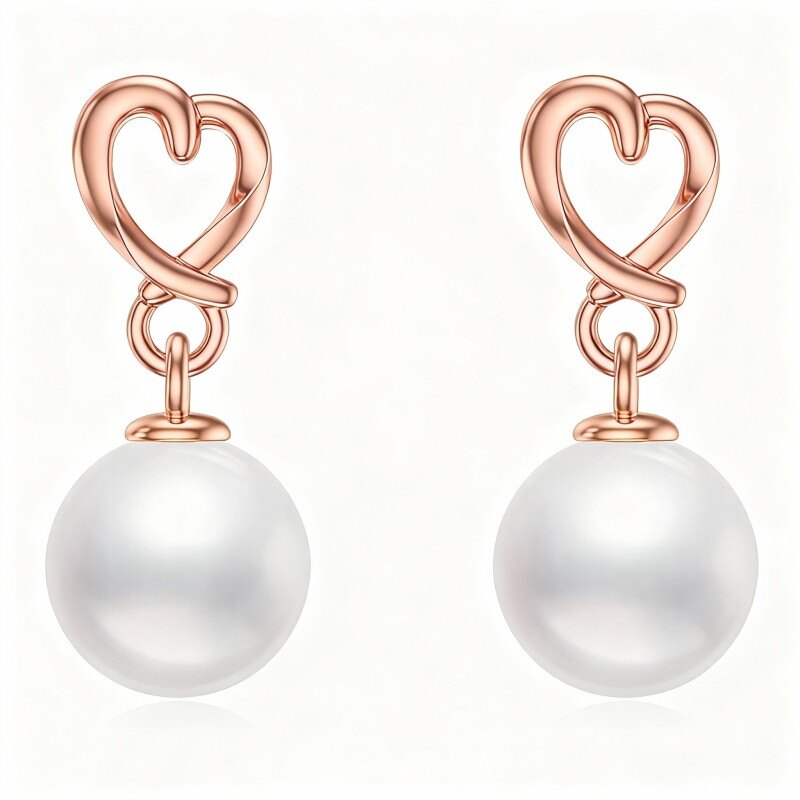 10K Roségoldene Perlenherz-Ohrhänger-1