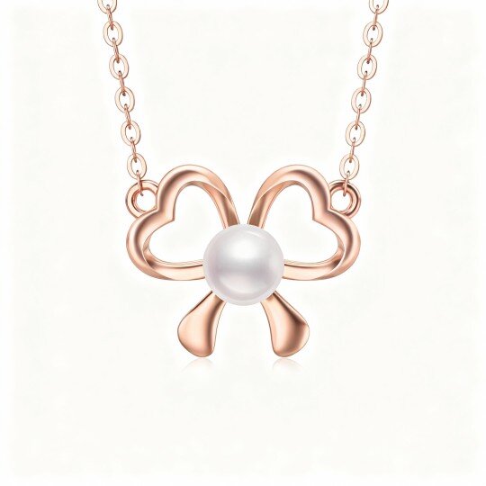 Halskette mit Herzanhänger aus 10-karätigem Roségold und Perle