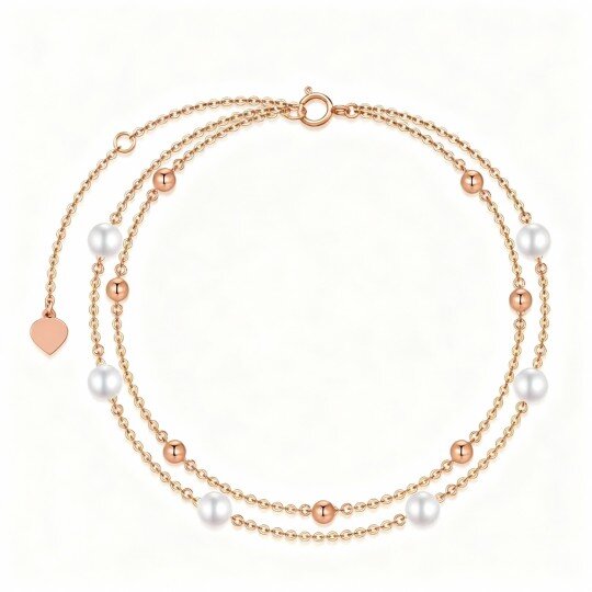 10K Rose Gold Pearl Layerered Bracelet