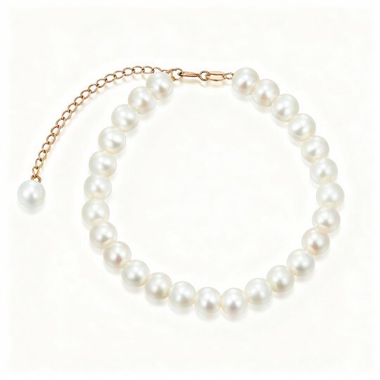 10K Rose Gold Pearl Mother & Daughter & Sisters Metal Beads Bracelet