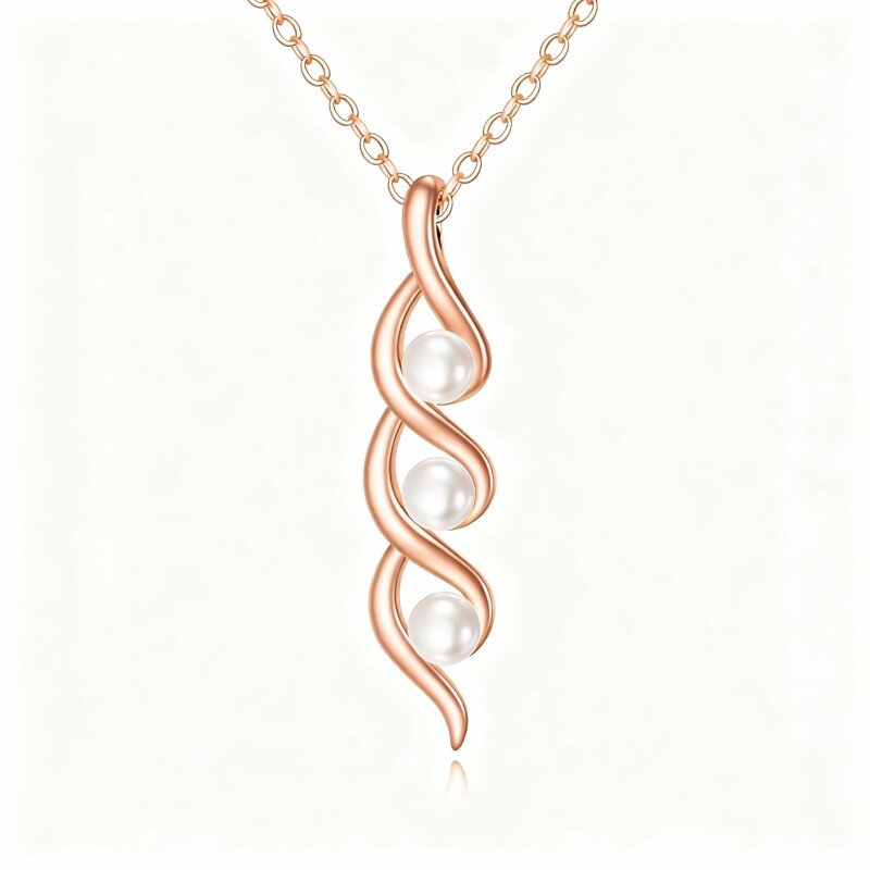 Collar con colgante de perla en oro rosa de 18 quilates-1