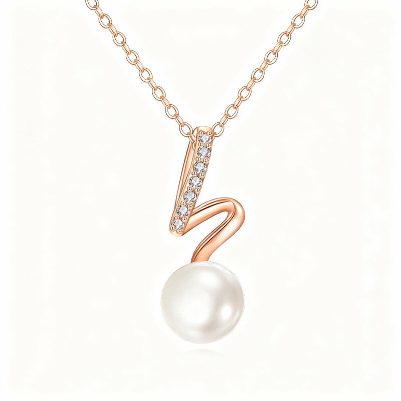 Collana con ciondolo rotondo in oro rosa 14 carati-1