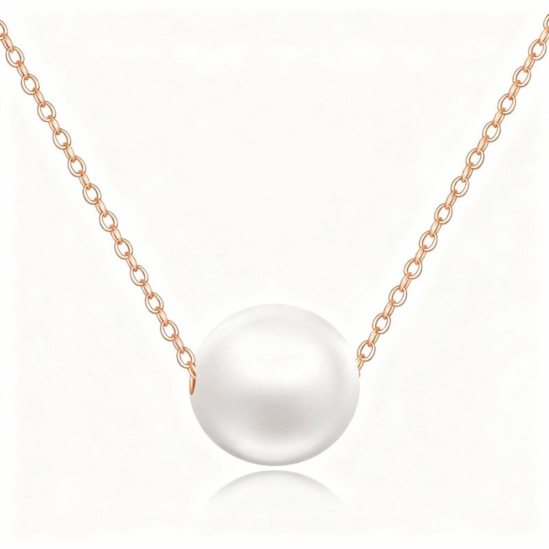 Collar con colgante esférico de perlas en oro rosa de 18 quilates-1