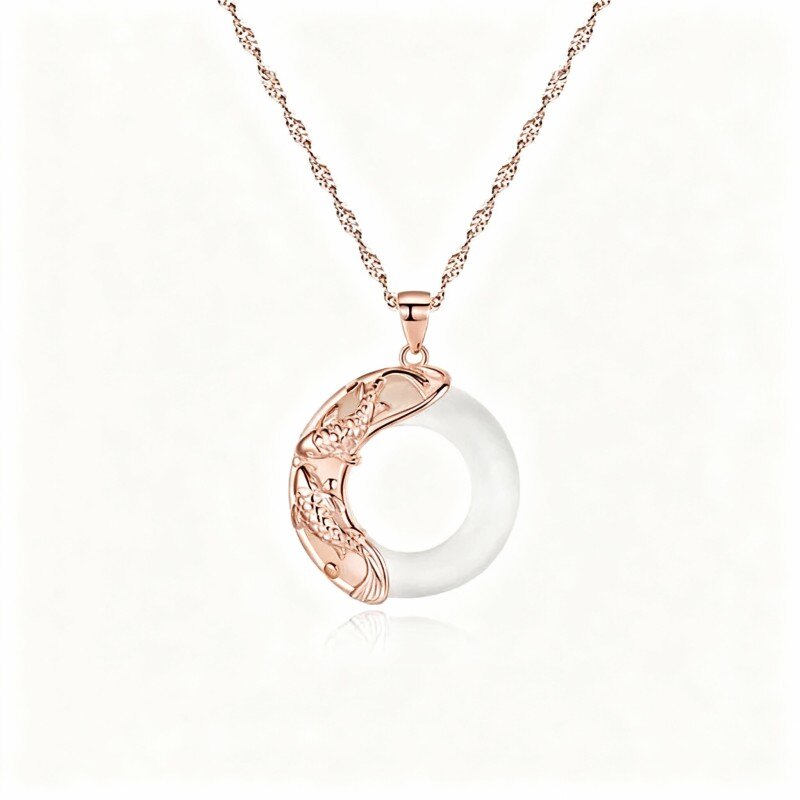 Collier pendentif en or rose 10 carats-1