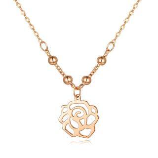 18K Rose Gold Flower Pendant Necklace For Women-2