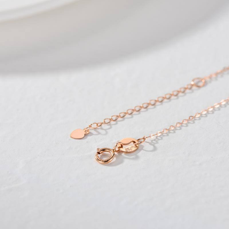 10K Rose Gold Flower Pendant Necklace For Women-4