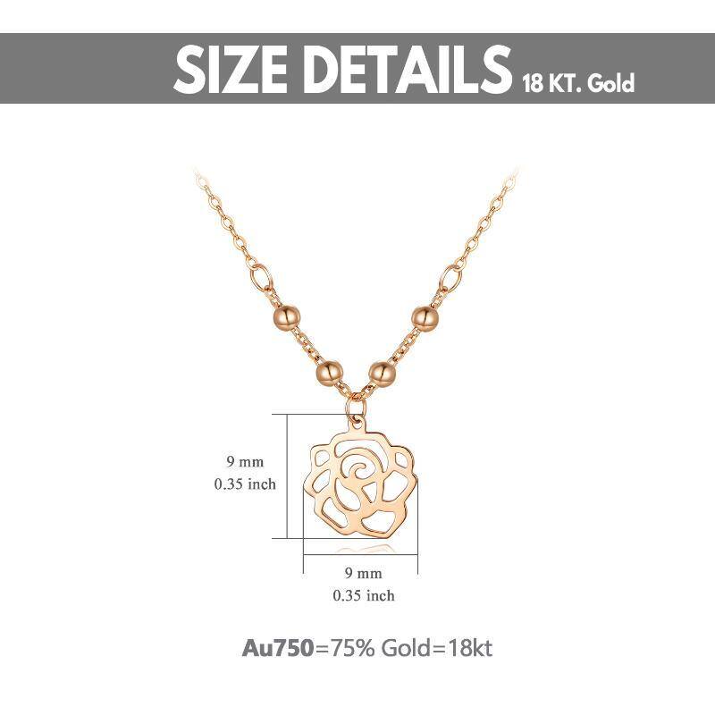 10K Rose Gold Flower Pendant Necklace For Women-6