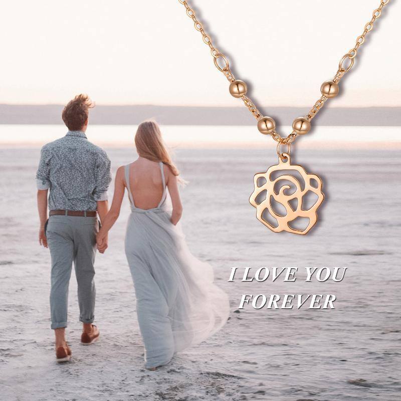 Collar con colgante de rosa de oro blanco de 10 quilates-7