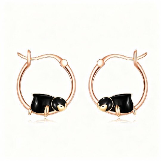 10K Rose Gold Penguin Hoop Earrings