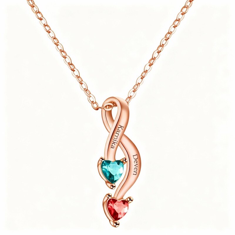 قلادة من الذهب الوردي عيار 14 قيراطًا مرصعة بزركونيا مكعبة، تحمل اسمًا كلاسيكيًا وقلادة على شكل قلب، مصممة خصيصًا للنساء-1