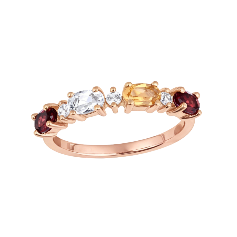 10K Rose Gold Personalized Birthstone & Engravable Birthstone Ring-2