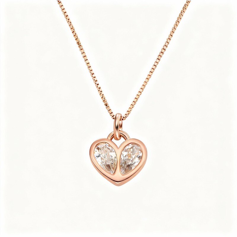 Collier pendentif personnalisé en or rose 18 carats avec zircon cubique, pierre de naissance, grand-mère, mère, sœurs et cœur-1